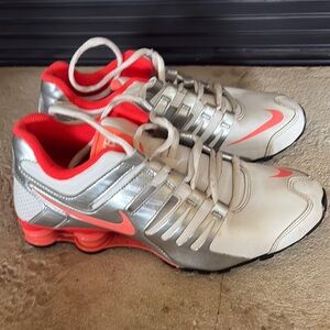 Nike Silver and Red Athletic Shoes
